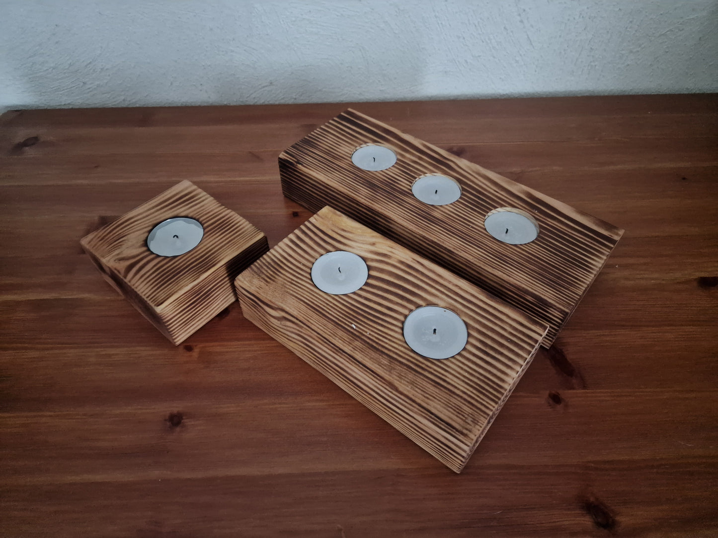 Rustic wooden tealight holder