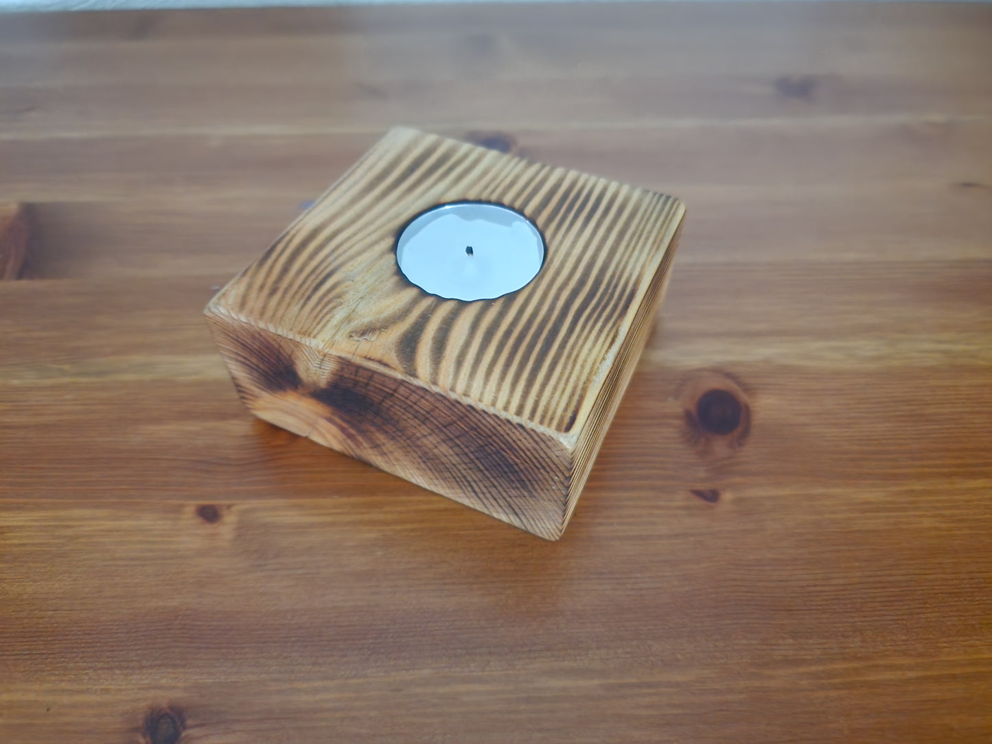 Rustic wooden tealight holder