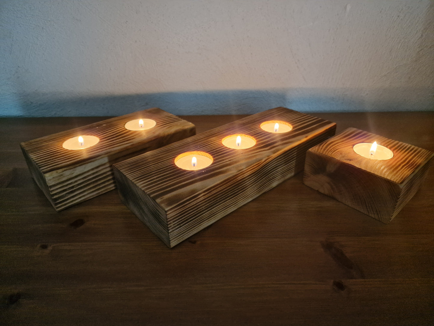 Rustic wooden tealight holder